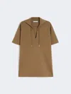 Max Mara Relaxed Fit Deep V-neck Brown Top With Drawstring Details In Brown