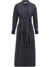 Max Mara Go Belted Waist Midi Dress With Long Sleeves In Blue