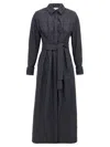 Max Mara Go Belted Waist Midi Dress With Long Sleeves
