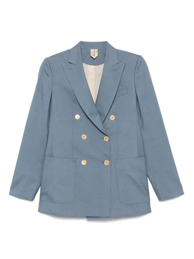 MAX MARA BLUE BERTA DOUBLE-BREASTED BLAZER