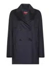 Max Mara Blue Broadcloth Sheree Double-breasted Pea Coat In Blue