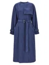 Max Mara Calao Long Denim Trench Coat In Blue