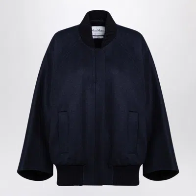 MAX MARA MAX MARA  BLUE CASHMERE CAPE BOMBER JACKET