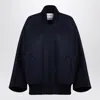 Max Mara Zenone Cashmere Cape Bomber Jacket In Blue