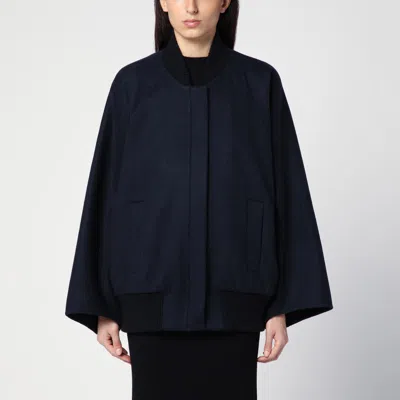 MAX MARA BLUE CASHMERE CAPE BOMBER JACKET