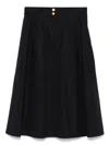 Max Mara Flared High-waisted A-line Skirt Button Belt In Black