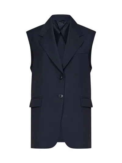 Max Mara Blue Chintz Wool Mstquasar Sleeveless Jacket