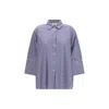 Max Mara Blue Cotton Pattern Shirt In Blue