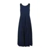 Max Mara Blue Cotton Poplin Moira Ss Long Dress