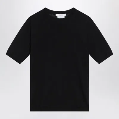 Max Mara Blue Crew Neck Sweater In Wool In Black