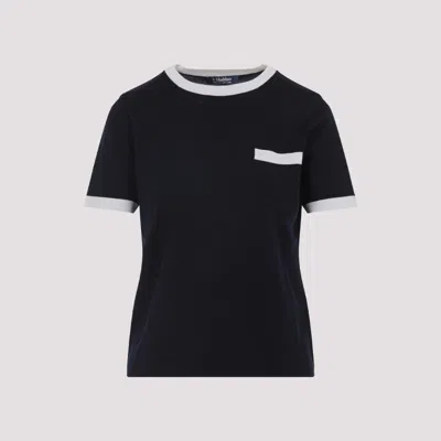 Max Mara Blue Crewneck T-shirt In Black