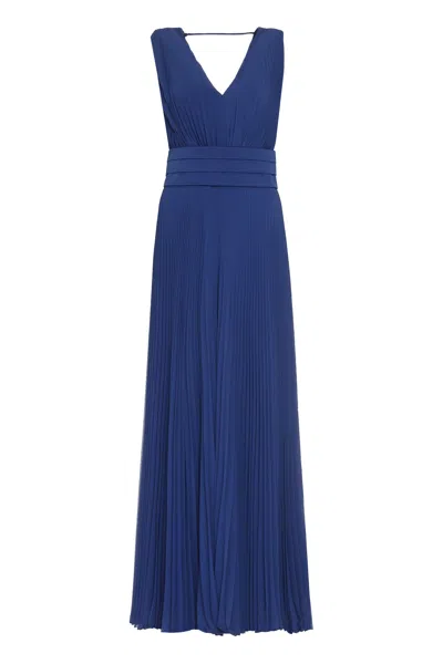 Max Mara Gennaro Pleated Jumpsuit In Blue