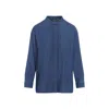 Max Mara Relaxed-fit Cotton Blouse With Stand-up Collar In Blue