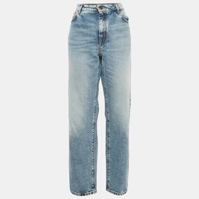 Pre-owned Max Mara Blue Denim Straight Leg Jeans Xl Waist 34"