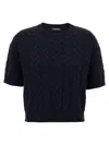 Max Mara Textured Cable Knit Cropped Sweater In Blue