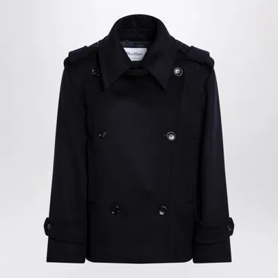 MAX MARA MAX MARA  BLUE DOUBLE-BREASTED WOOL COAT