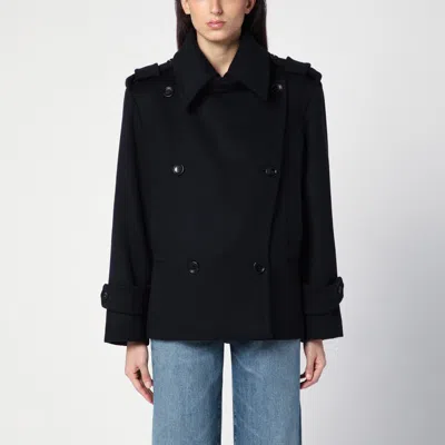 MAX MARA MAX MARA BLUE DOUBLE-BREASTED WOOL COAT
