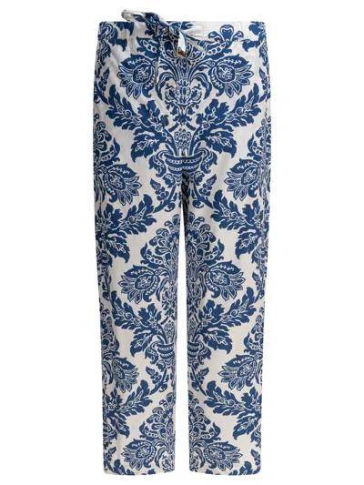 Max Mara Blue Floral Damask Trousers