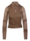 Max Mara Aiello Ruched Collared Shirt In Brown