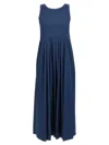 Max Mara Blue Cotton Poplin Moira Ss Long Dress In Blue