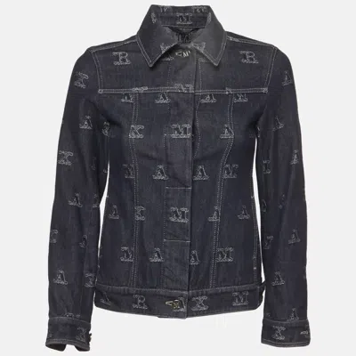 Pre-owned Max Mara Blue Monogram Denim Long Sleeve Jacket M