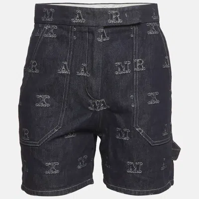 Pre-owned Max Mara Blue Monogram Denim Regular Fit Canale Shorts M /waist 28"