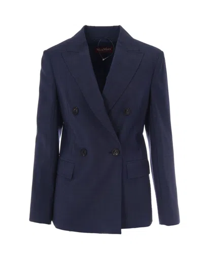Max Mara Blue Peaked Lapel Blazer