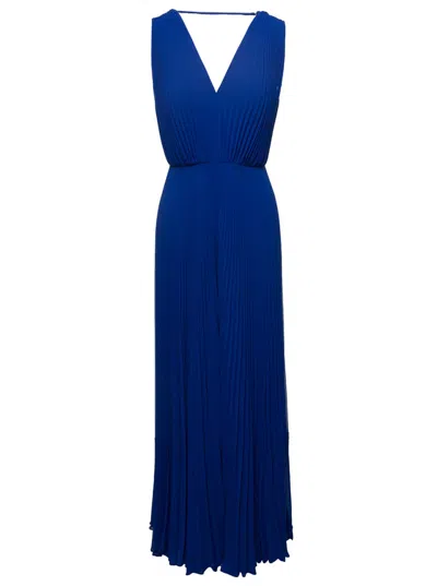 MAX MARA BLUE PLEATED SLEEVELESS JUMPSUIT