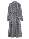 Max Mara Midi Dress With Long Sleeves And Belt In Blue