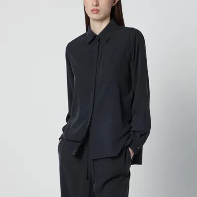 Max Mara Blue Silk Shirt In Black