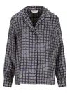 Max Mara Maxmara Mxmdisco Semi Fitted Printed Silk Shirt In Gray