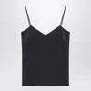 Max Mara Navy Blue Silk Unghia Washed Silk Tank Top In Black