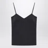 Max Mara Navy Blue Silk Unghia Washed Silk Tank Top In Black
