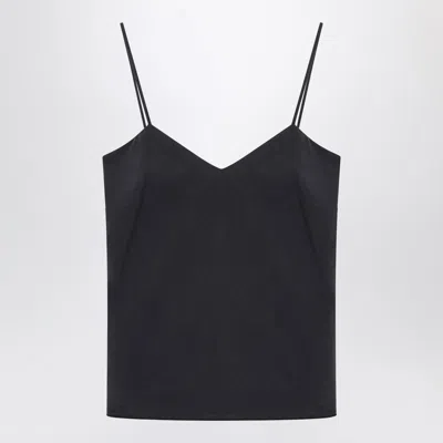 Max Mara Blue Silk Tank Top In Black