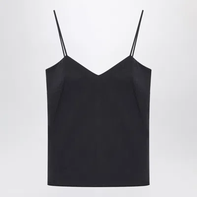 Max Mara Blue Silk Tank Top In Black