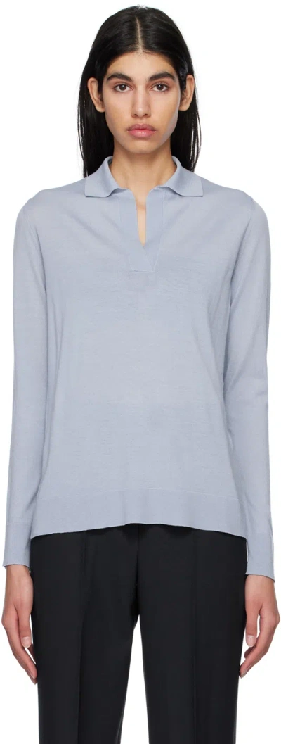 Max Mara Blue Spread Collar Shirt In 013 Light Blue