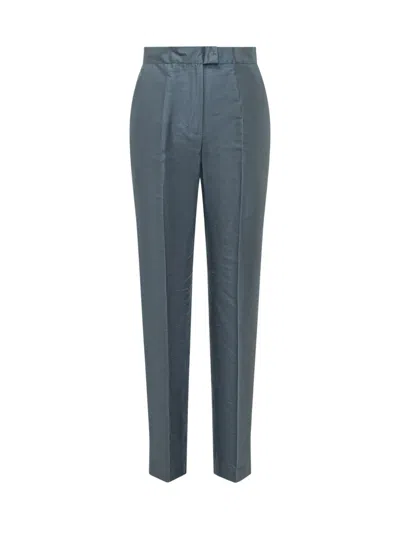Max Mara Blue Straight Flat Front Pants