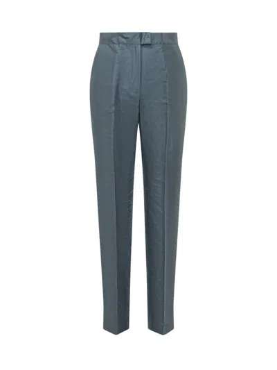 Max Mara Blue Straight Flat Front Trousers