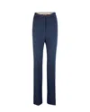 Max Mara Blue Tailored Flat Front Pants In Blue