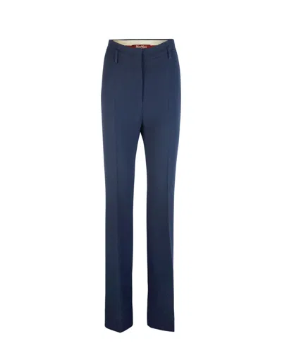 Max Mara Blue Tailored Flat Front Pants