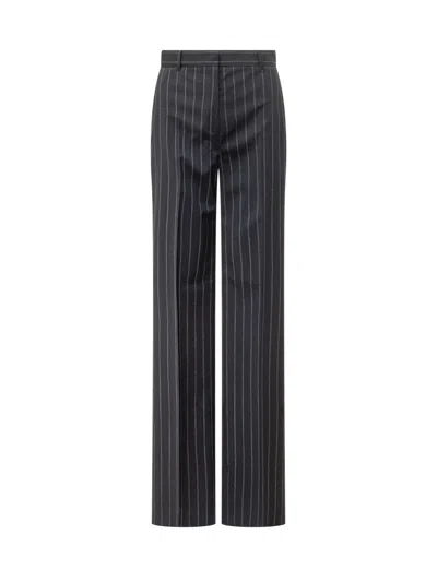 Max Mara Blue Tailored Stripes Flat Front Pants