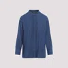 Max Mara Relaxed-fit Cotton Blouse With Stand-up Collar In Blue