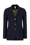 Max Mara Blue Wool Blend Jacket In Blu Marino