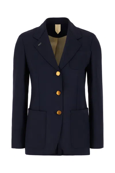 Max Mara Blue Wool Blend Jacket In Blu Marino