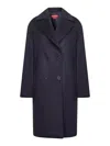 Max Mara Blue Wool Broadcloth Agenda Oversized Coat In Black
