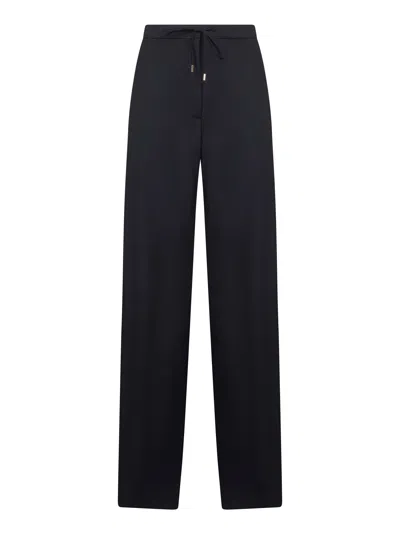 Max Mara Blue Wool Canvas Berard Trousers In Black