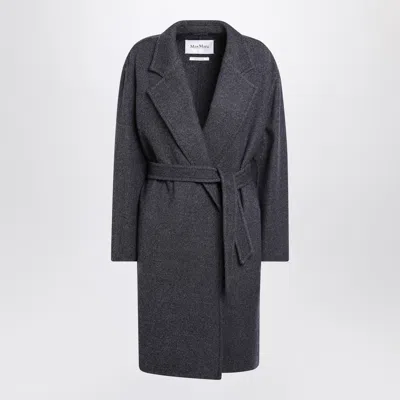 Max Mara Blue Wool Coat With Denim Effect In Gray