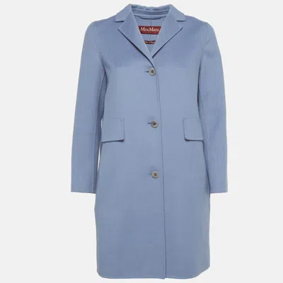 Pre-owned Max Mara Blue Wool Felt Mid-length Coat S