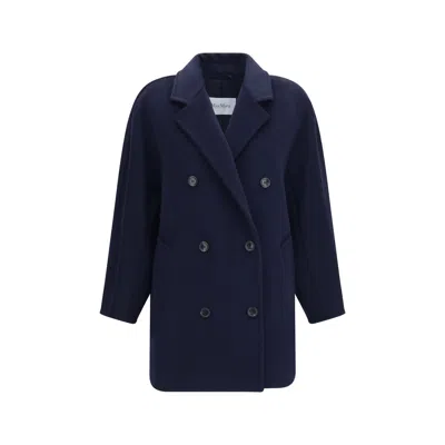 Max Mara Blue Wool Oves Aries Full-length Jacket