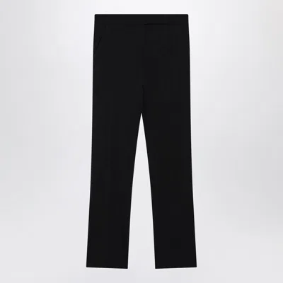Max Mara Blue Wool Trousers In Black